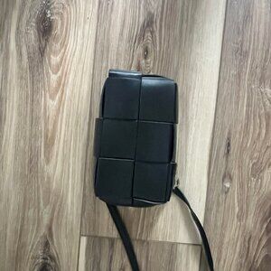 Black Woven Belt/Crossbody Bag with Adjustable Strap